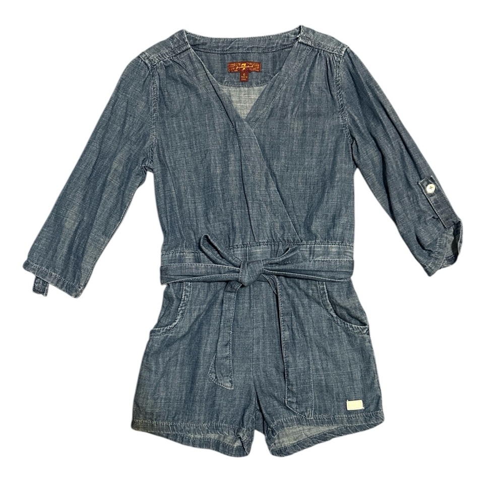 Girls Denim Blue Romper/jumpsuit with Belt